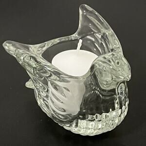 Vintage 1977 Avon Dove in Flight Clear Glass Votive Candle Holder Bird 4 Inch